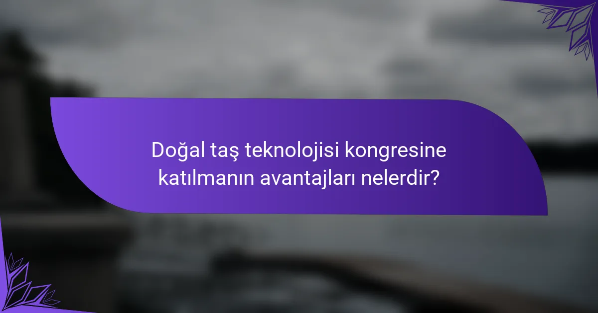 Doğal taş teknolojisi kongresine katılmanın avantajları nelerdir?