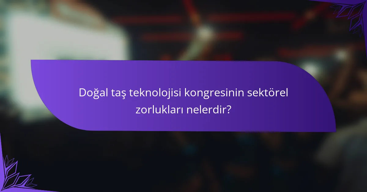 Doğal taş teknolojisi kongresinin sektörel zorlukları nelerdir?