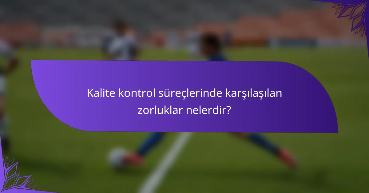 Kalite kontrol süreçlerinde karşılaşılan zorluklar nelerdir?